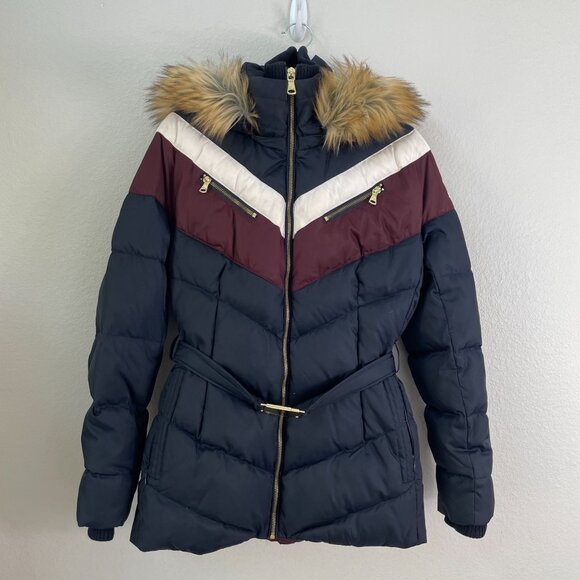 Vince Camuto Womens Medium Faux Fur Hooded Down Feather Fill Coat Puffer Jacket - Picture 12 of 16